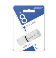 Флешка USB, 8 Гб SmartBuy Paean, USB2.0, пластик, белый