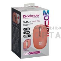 Беспроводная мышь DEFENDER Smart MM-396, 3к, 2.4G+BT, 500мАч,1600dpi, красный (1/36)