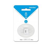 Флешка USB, 8 Гб SmartBuy LARA, USB2.0, пластик, белый