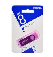 Флешка USB, 8 Гб SmartBuy Twist, USB2.0, пластик, розовый