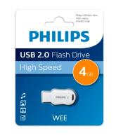 Флешка USB, 4 Гб Philips WEE 2.0, USB2.0, белый