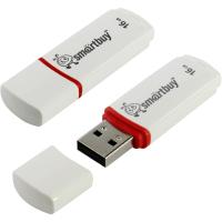 Флешка USB, 16 Гб SmartBuy Crown, USB2.0, пластик, белый