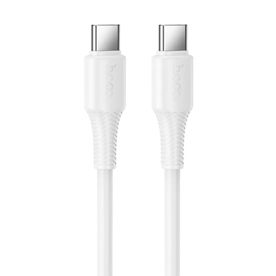 Кабель Type-C - Type-C HOCO X120, 1m, круглый, , пластик, PD60W, цвет: белый упакован (1/420)