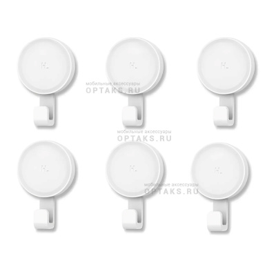 Крючок самоклеящийся XIAOMI Happy Life, пластик, white, 6 штук
