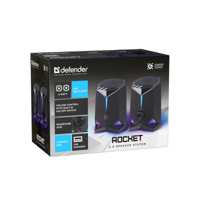 Акустическая 2.0 система DEFENDER Rocket 6Вт, подсветка, питание от USB (1/30)