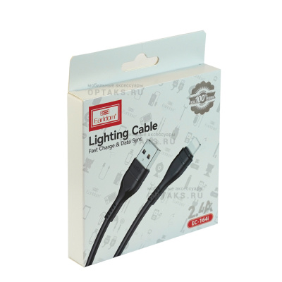 Кабель USB to Lightning Earldom EC-164I, 1m, 2A, черный